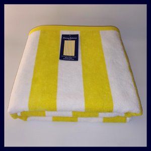 NWT Tommy Bahama Cabana Stripe Beach Towel Yellow & White 36"x68" 100% Cotton